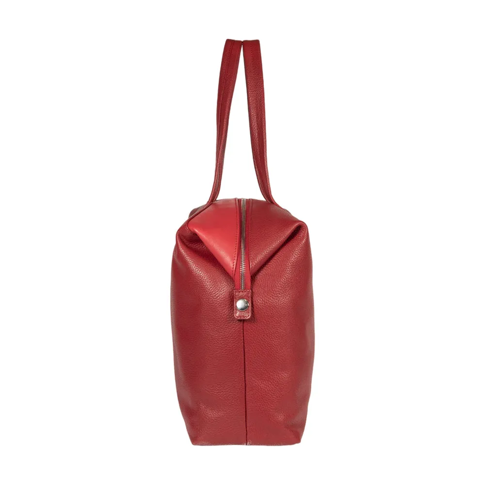 Renato Borzatta Leather Expandable Shopping Bag Red