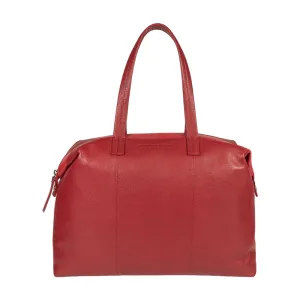Renato Borzatta Leather Expandable Shopping Bag Red