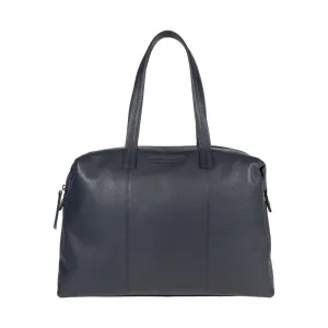 Renato Borzatta Leather Expandable Travel Bag Navy Blue