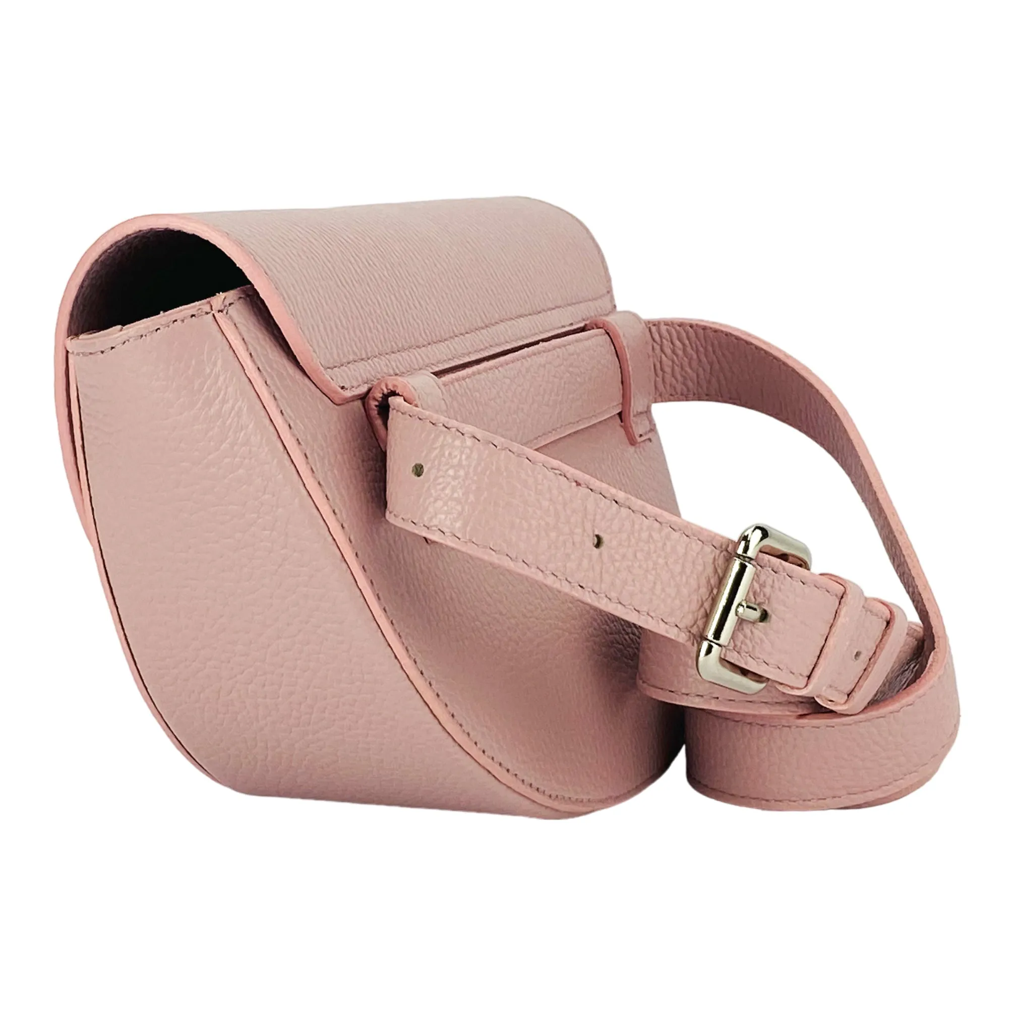 Renato Borzatta leather rounded crossbody waist bag pink