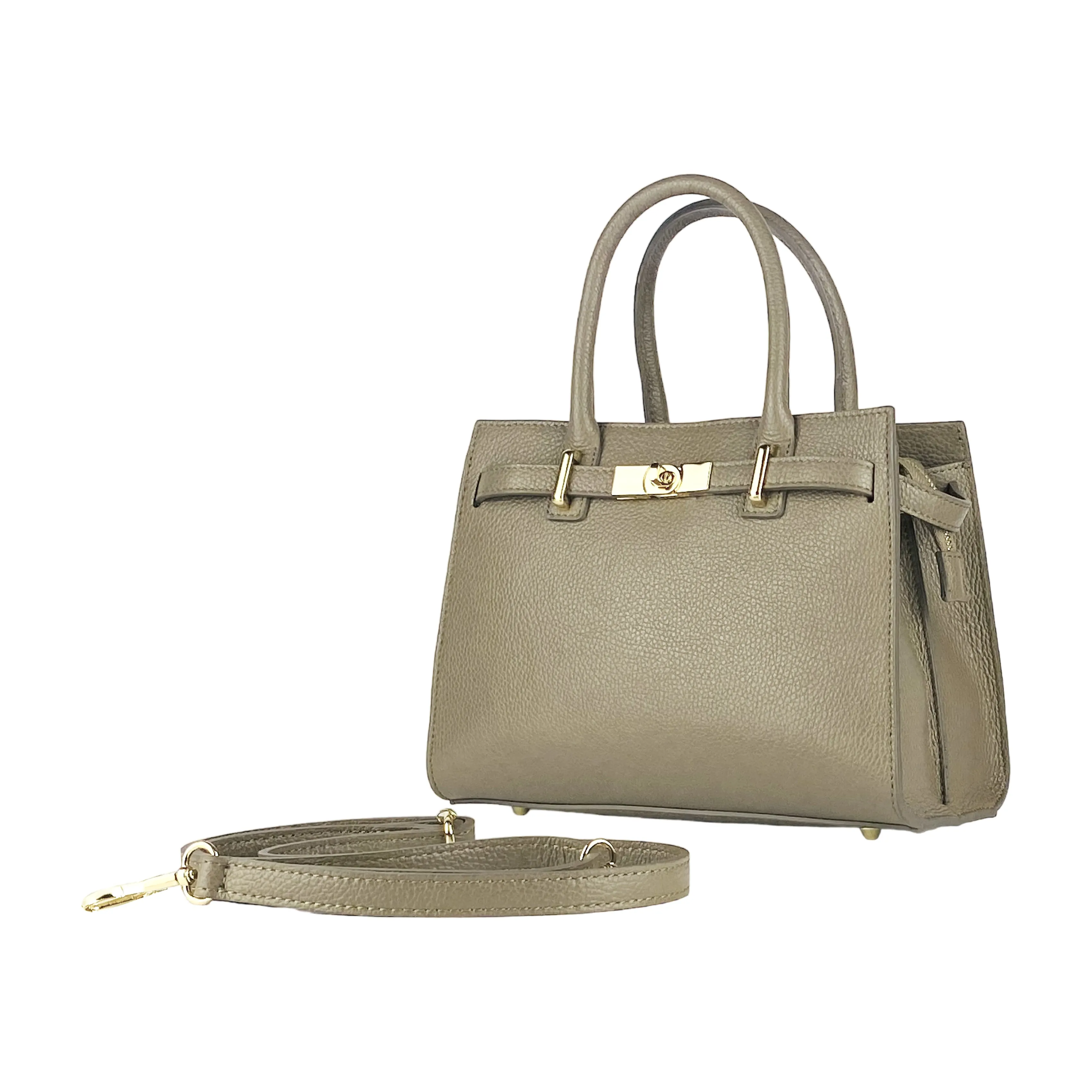 Renato Borzatta leather satchel handbag taupe