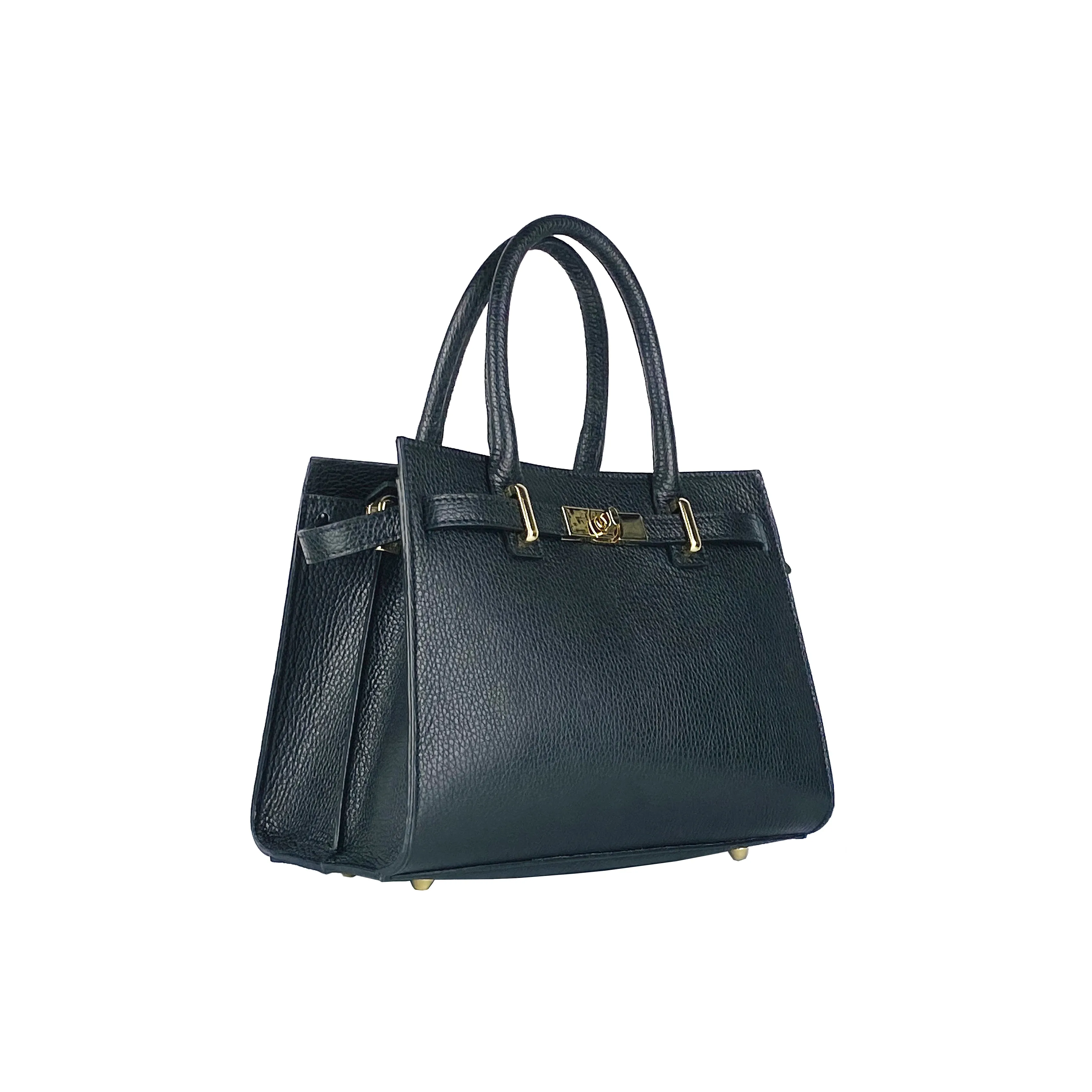 Renato Borzatta Leather Satchel Shoulder Bag Black