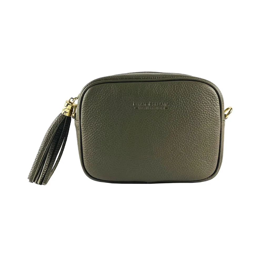 Renato Borzatta leather shoulder crossbody camera bag taupe