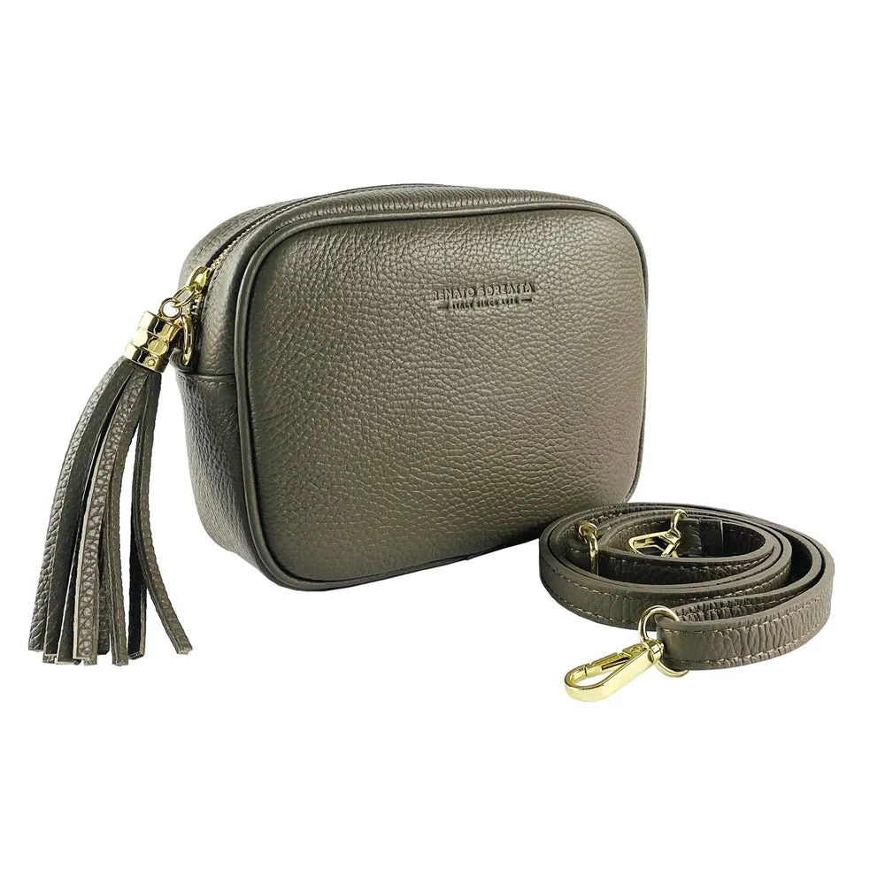 Renato Borzatta leather shoulder crossbody camera bag taupe