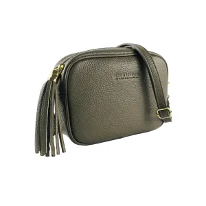 Renato Borzatta leather shoulder crossbody camera bag taupe