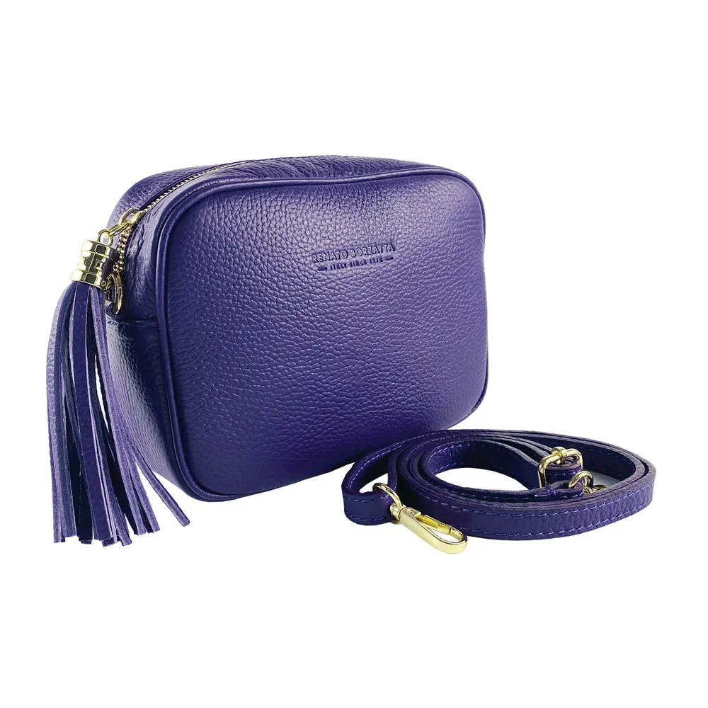 Renato Borzatta Leather Tassel Camera Shoulder Crossbody Bag Purple