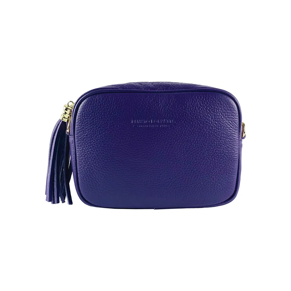 Renato Borzatta Leather Tassel Camera Shoulder Crossbody Bag Purple
