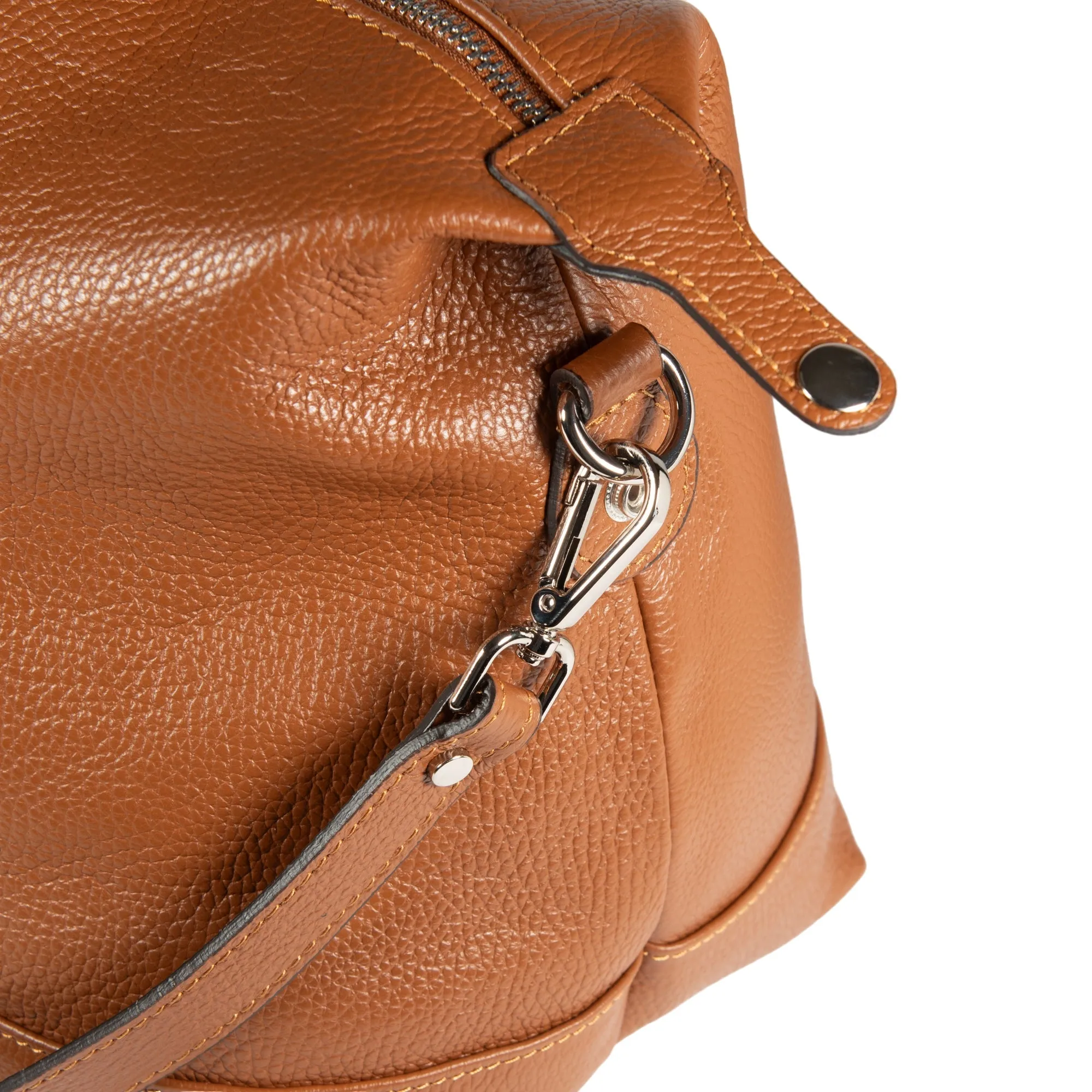 Renato Borzatta Leather Travel Duffle Bag Cognac Tan