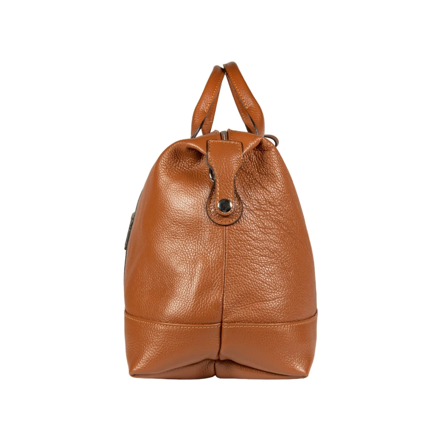 Renato Borzatta Leather Travel Duffle Bag Cognac Tan