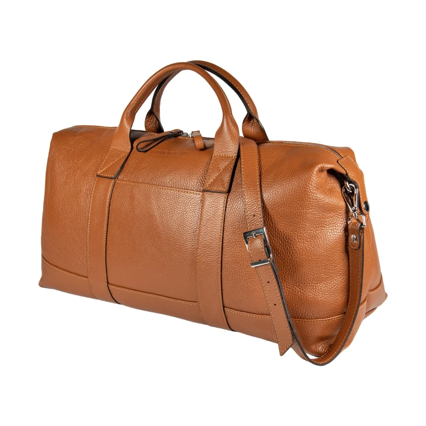 Renato Borzatta Leather Travel Duffle Bag Cognac Tan