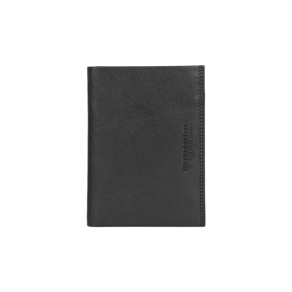 Renato Borzatta Men's Leather RFID Pocket Wallet Black