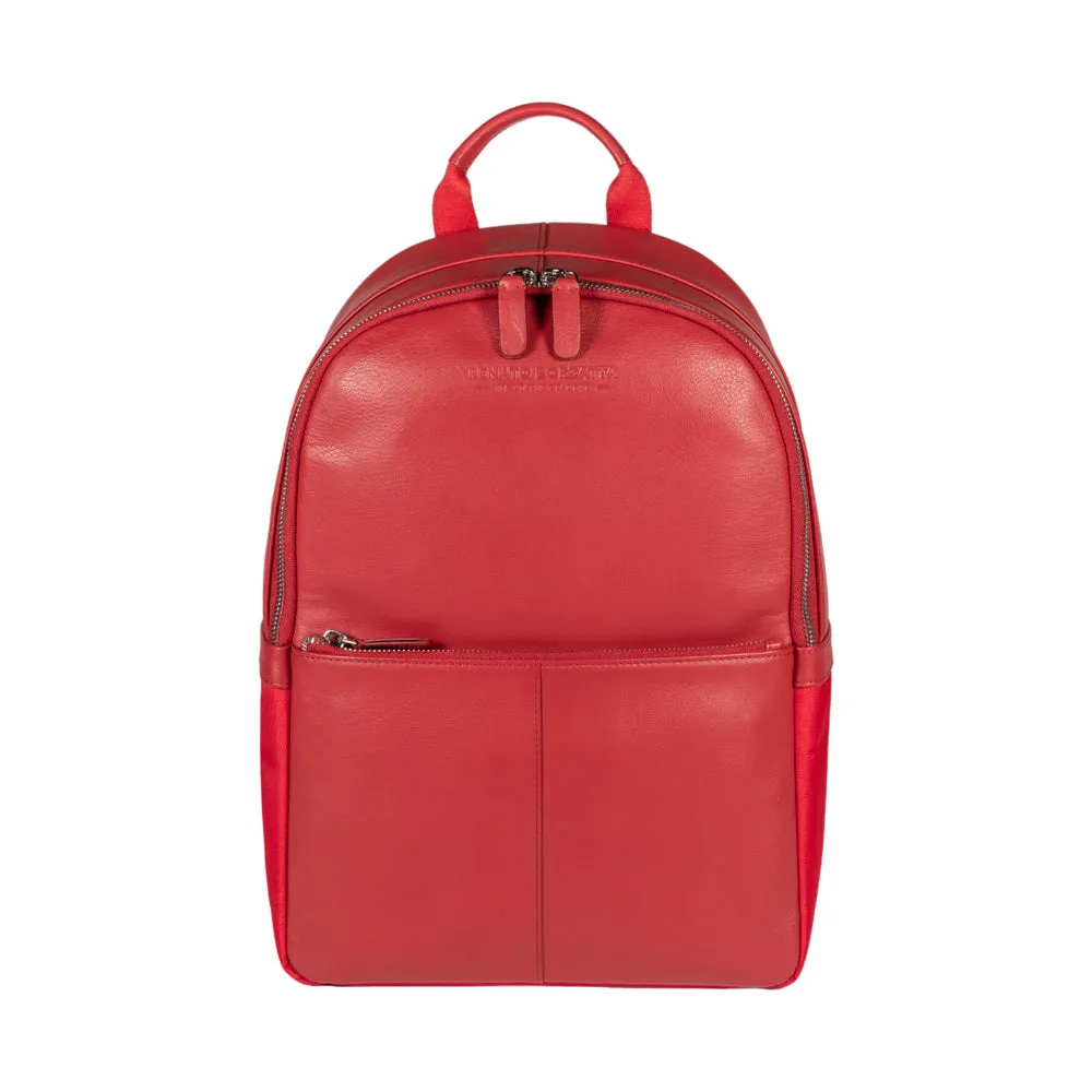 Renato Borzatta Nylon and Genuine Leather Laptop / Tablet Backpack Red