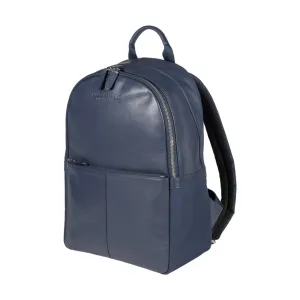 Renato Borzatta Nylon and Leather Laptop Tablet Backpack Blue