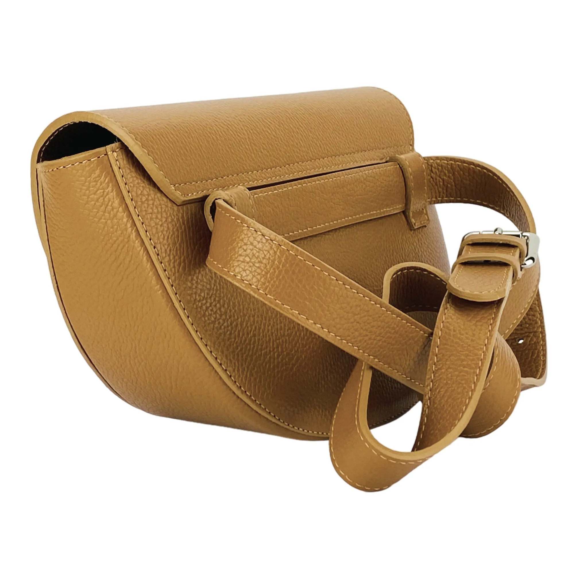 Renato Borzatta Saddle Bandolier Crossbody Leather Bag Cognac Brown