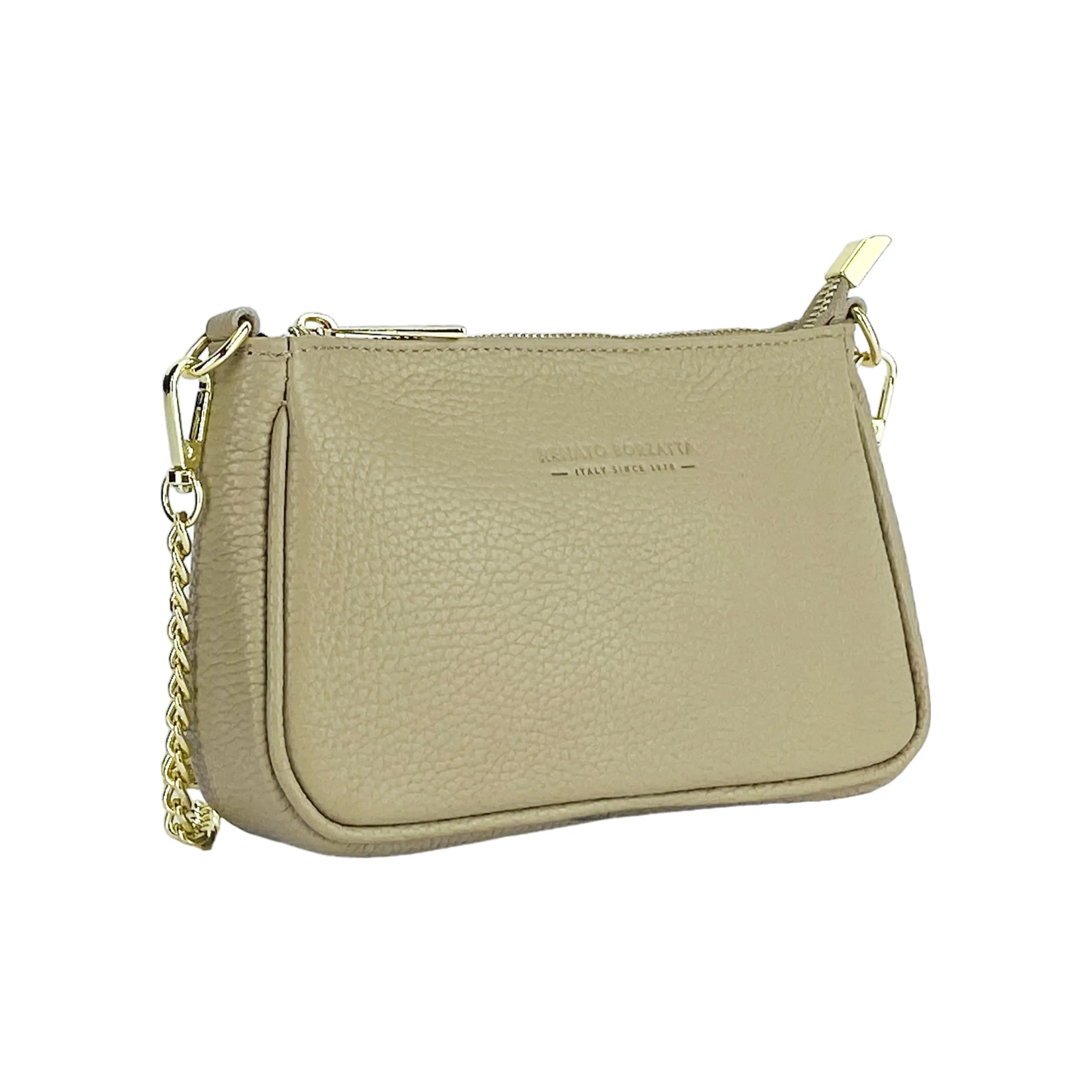 Renato Borzatta Small leather chain shoulder bag Taupe