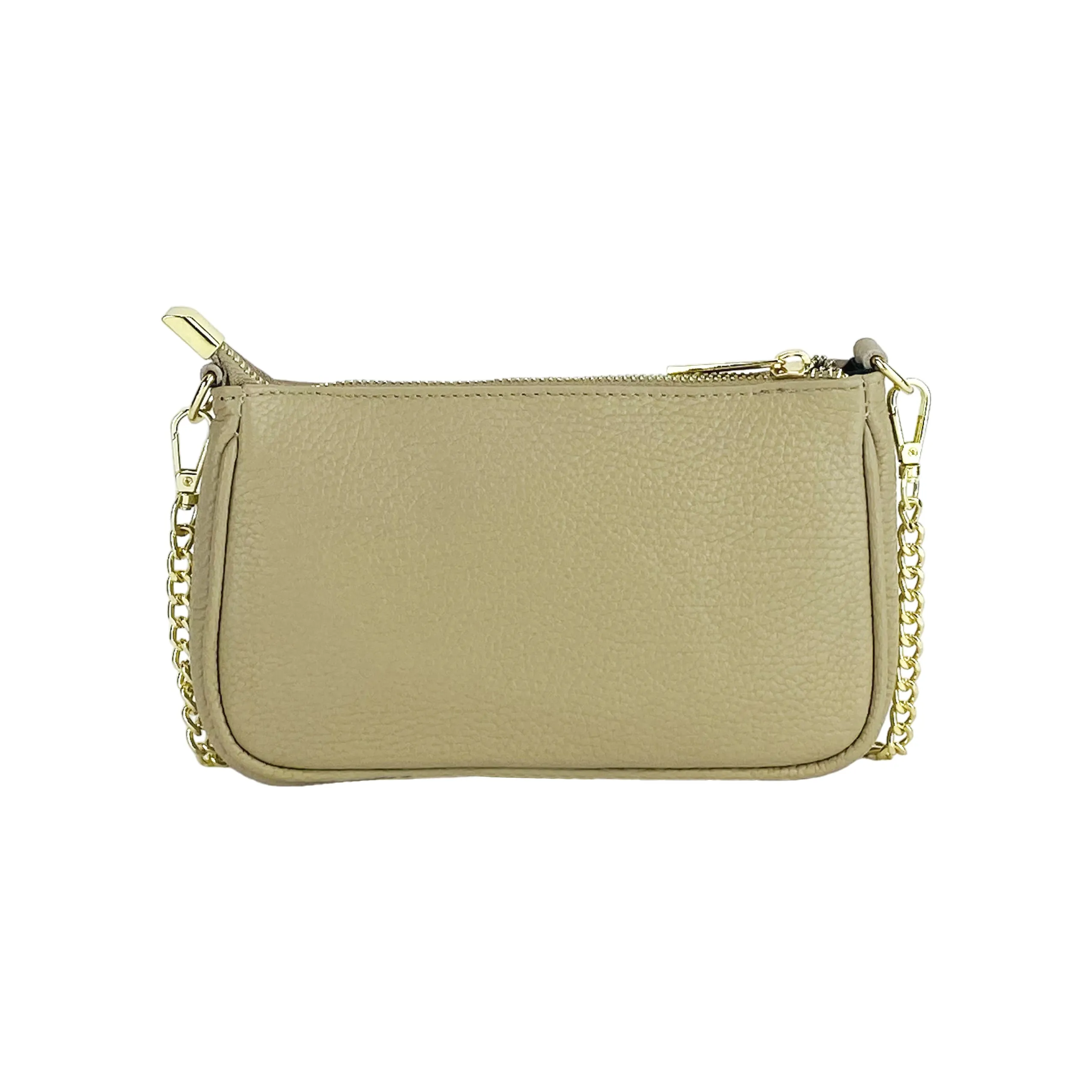 Renato Borzatta Small leather chain shoulder bag Taupe
