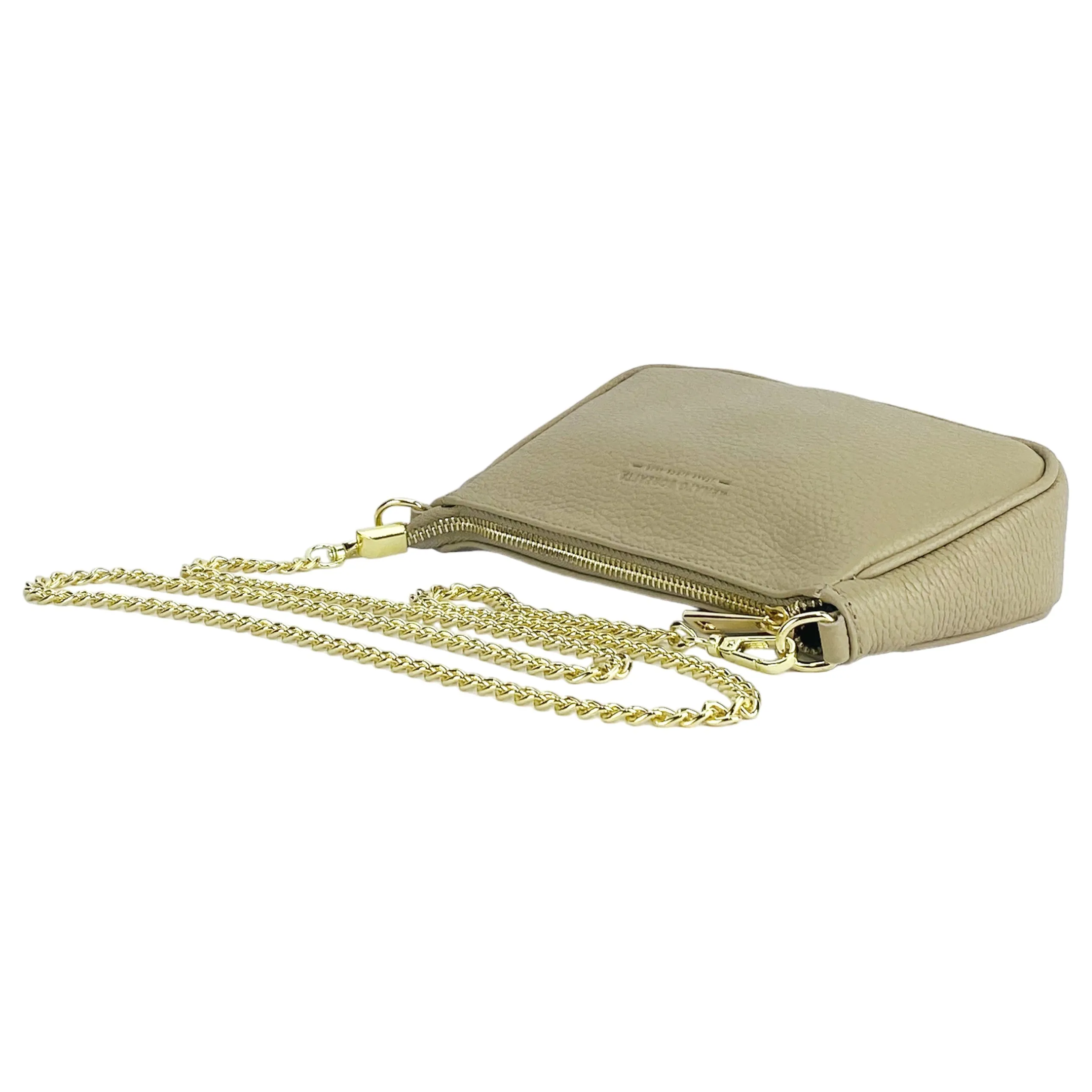 Renato Borzatta Small leather chain shoulder bag Taupe