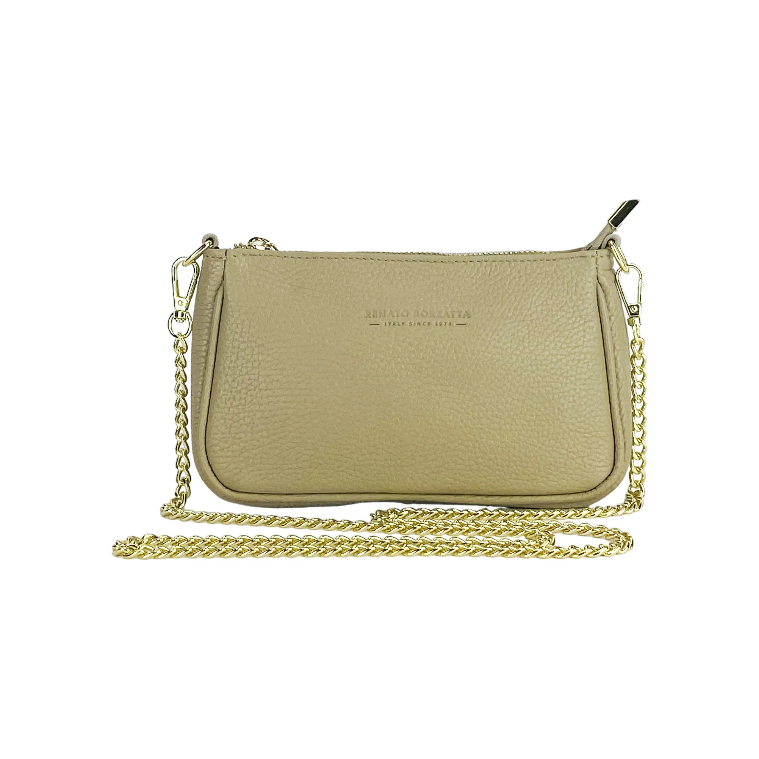 Renato Borzatta Small leather chain shoulder bag Taupe