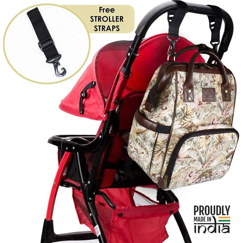 THE CLOWNFISH Willow Diaper Bag/Backpack in Tapestry Fabric for Mothers (Beige) Travel Pouch Toiletry Bag (Grey)