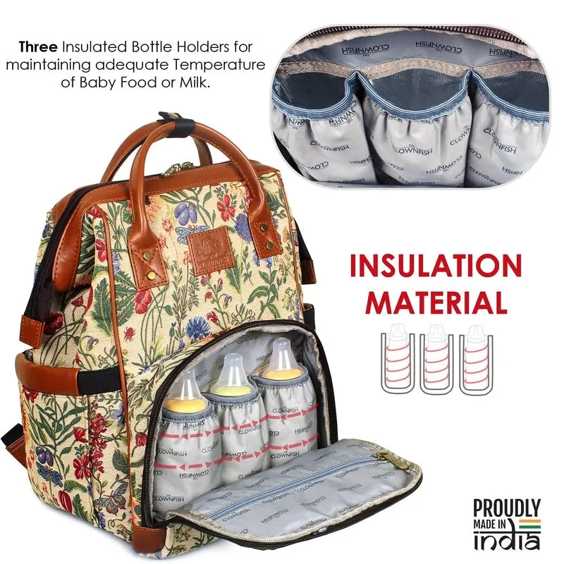 THE CLOWNFISH Willow Diaper Bag/Backpack in Tapestry Fabric for Mothers (Beige) Travel Pouch Toiletry Bag (Grey)