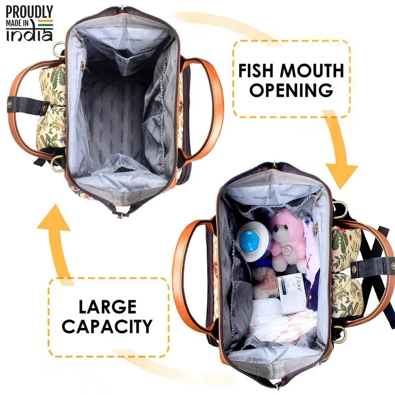 THE CLOWNFISH Willow Diaper Bag/Backpack in Tapestry Fabric for Mothers (Beige) Travel Pouch Toiletry Bag (Grey)