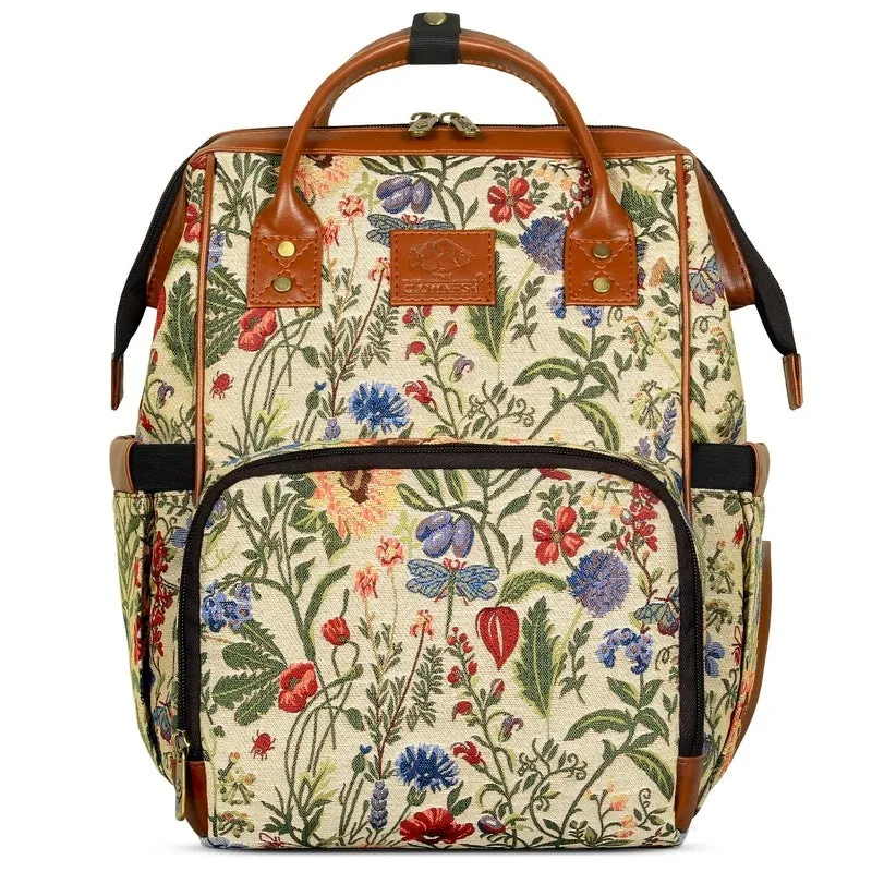 THE CLOWNFISH Willow Diaper Bag/Backpack in Tapestry Fabric for Mothers (Beige) Travel Pouch Toiletry Bag (Grey)