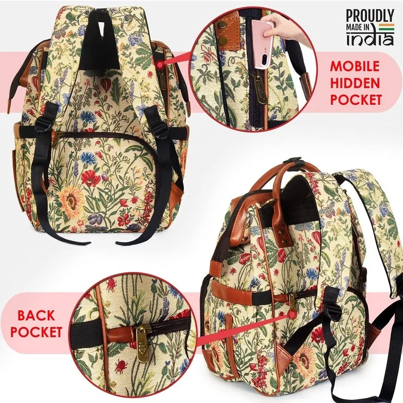 THE CLOWNFISH Willow Diaper Bag/Backpack in Tapestry Fabric for Mothers (Beige) Travel Pouch Toiletry Bag (Grey)