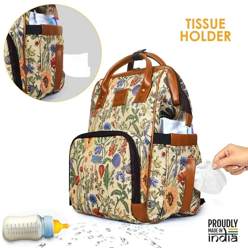 THE CLOWNFISH Willow Diaper Bag/Backpack in Tapestry Fabric for Mothers (Beige) Travel Pouch Toiletry Bag (Grey)