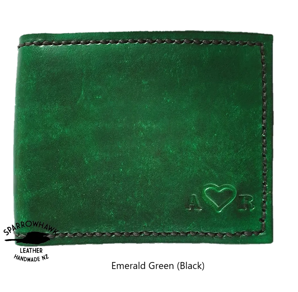 The Love Wallet - Hand Dyed - Embossed Heart between Two Initials