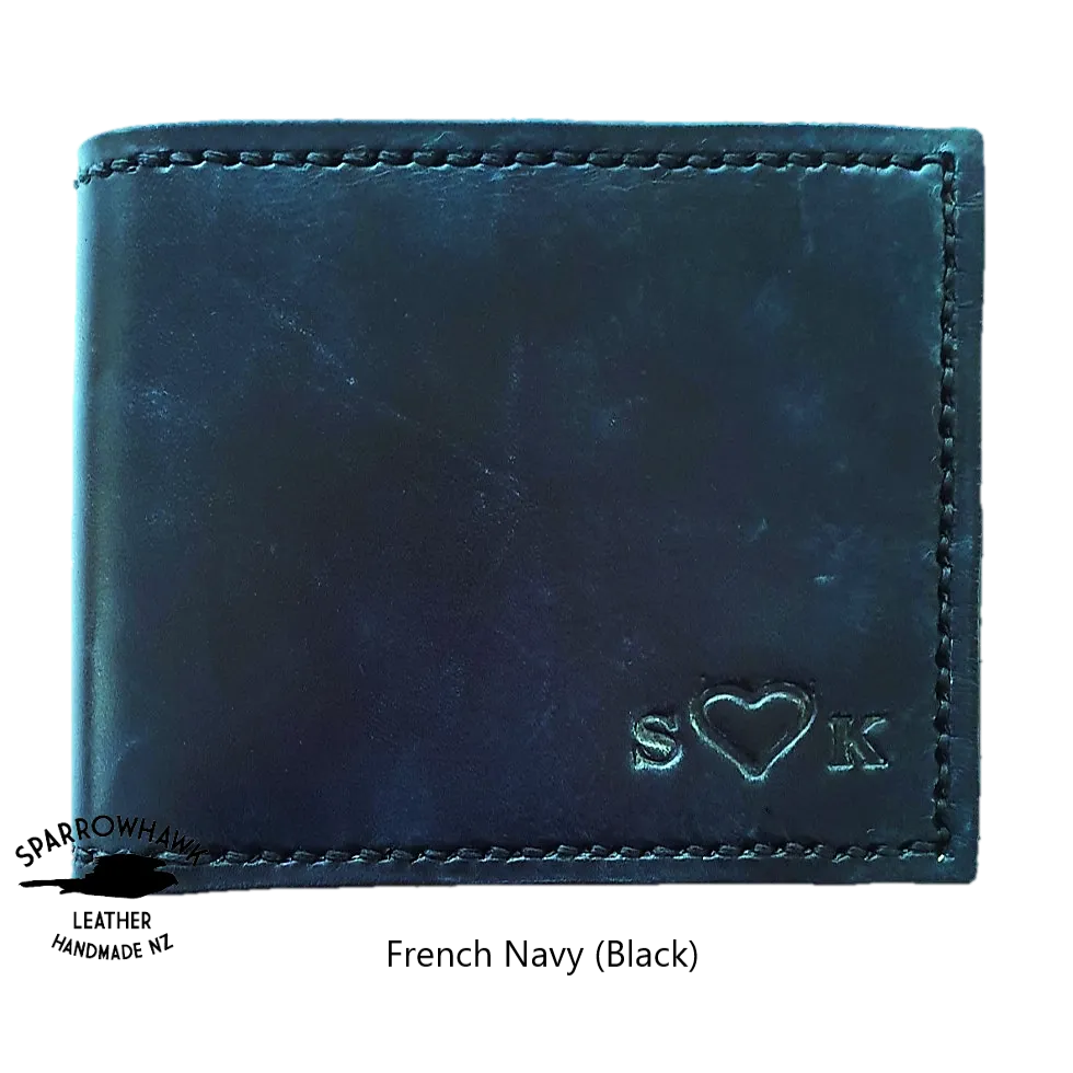The Love Wallet - Hand Dyed - Embossed Heart between Two Initials