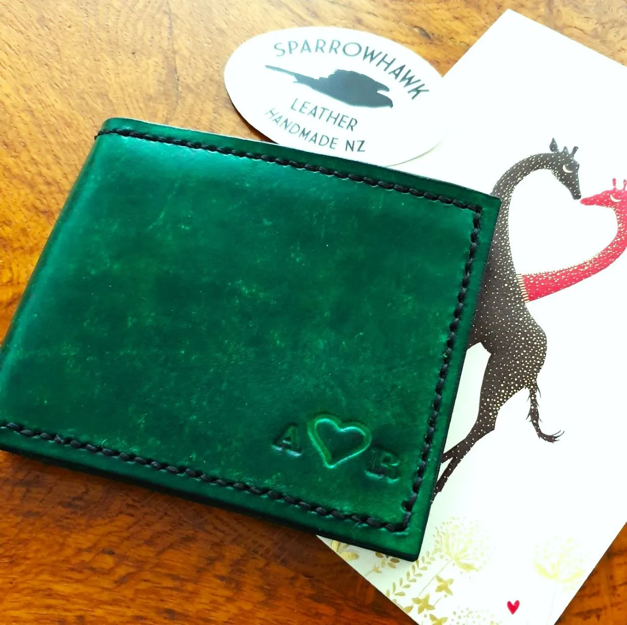 The Love Wallet - Hand Dyed - Embossed Heart between Two Initials