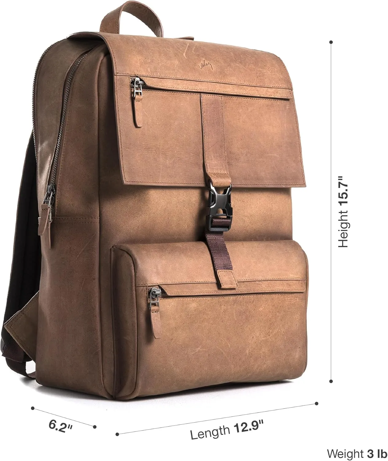 VELEZ Brown Top Grain Leather Backpack for Men and Women - 17 Inch Laptop Bag for Work - Handmade Business Bookbag With Large Capacity