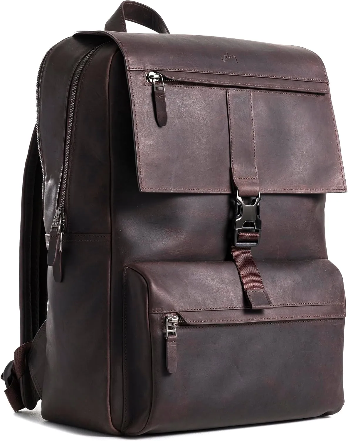 VELEZ Brown Top Grain Leather Backpack for Men and Women - 17 Inch Laptop Bag for Work - Handmade Business Bookbag With Large Capacity