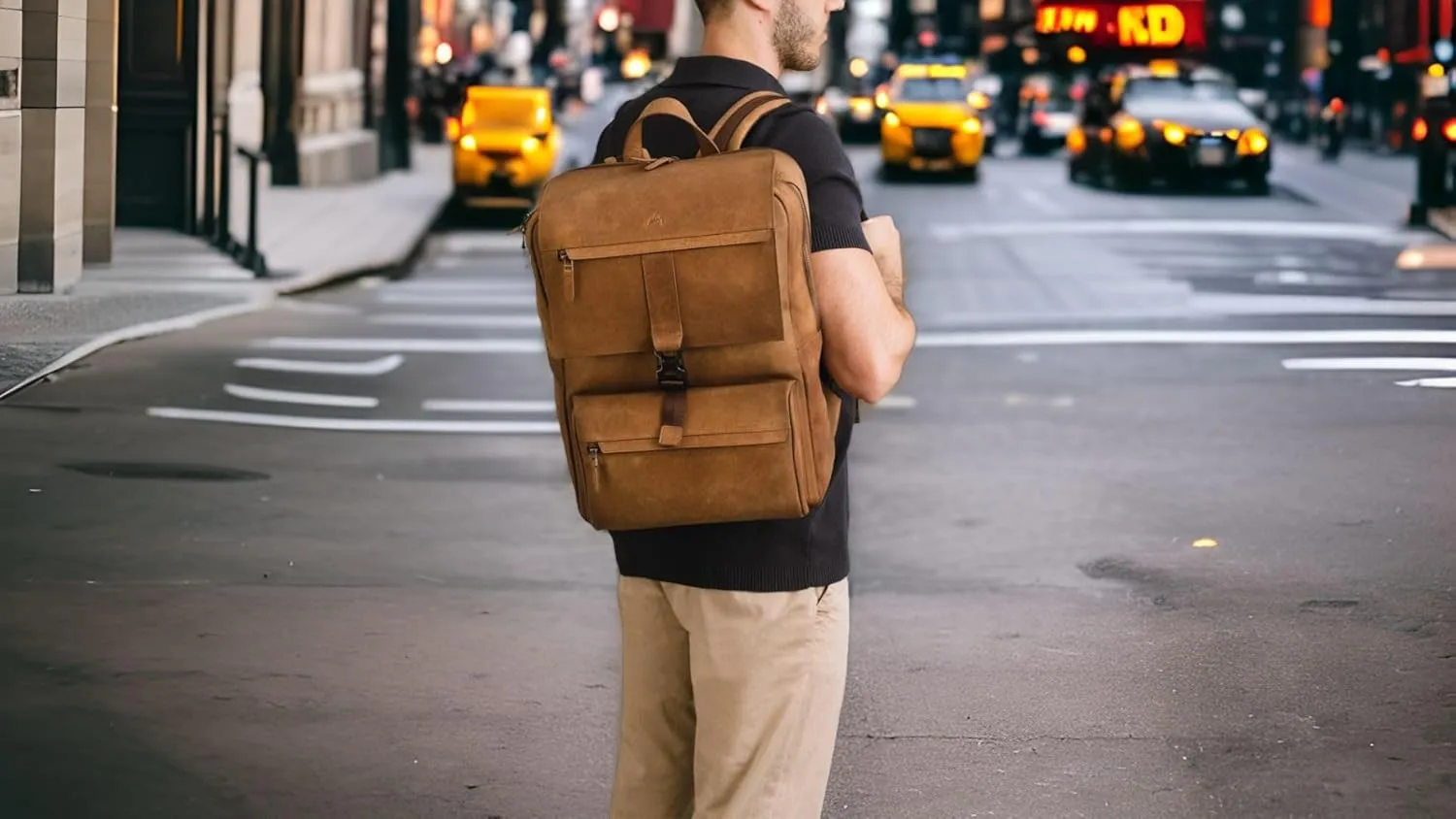 VELEZ Brown Top Grain Leather Backpack for Men and Women - 17 Inch Laptop Bag for Work - Handmade Business Bookbag With Large Capacity