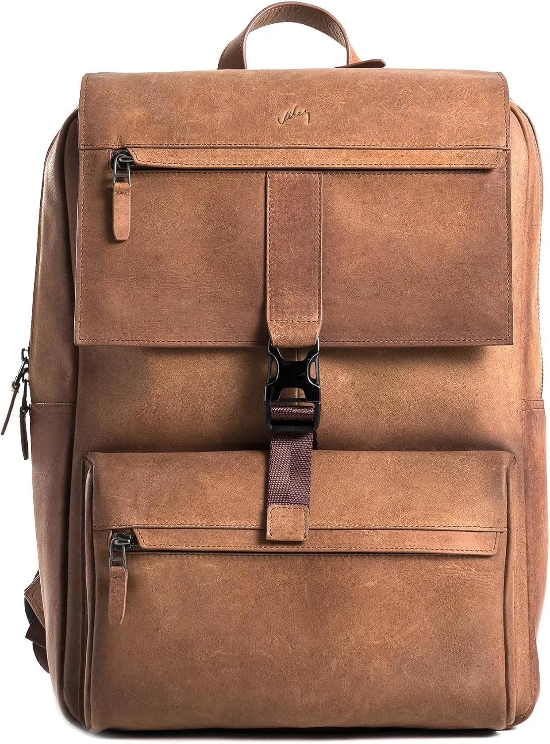 VELEZ Brown Top Grain Leather Backpack for Men and Women - 17 Inch Laptop Bag for Work - Handmade Business Bookbag With Large Capacity