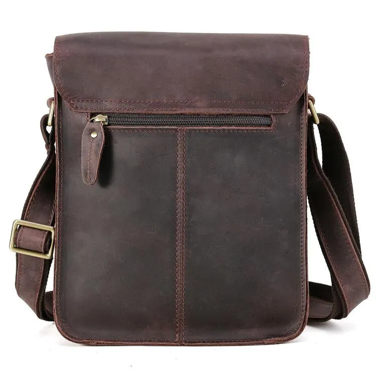 Vintage Style Handmade crazy horse leather men's messenger bag