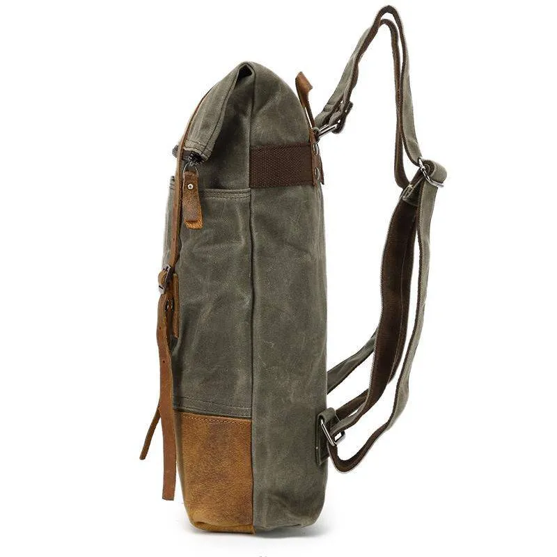 Waxed Canvas Leather Waterproof Tavel 20 to 35 Litre Backpack