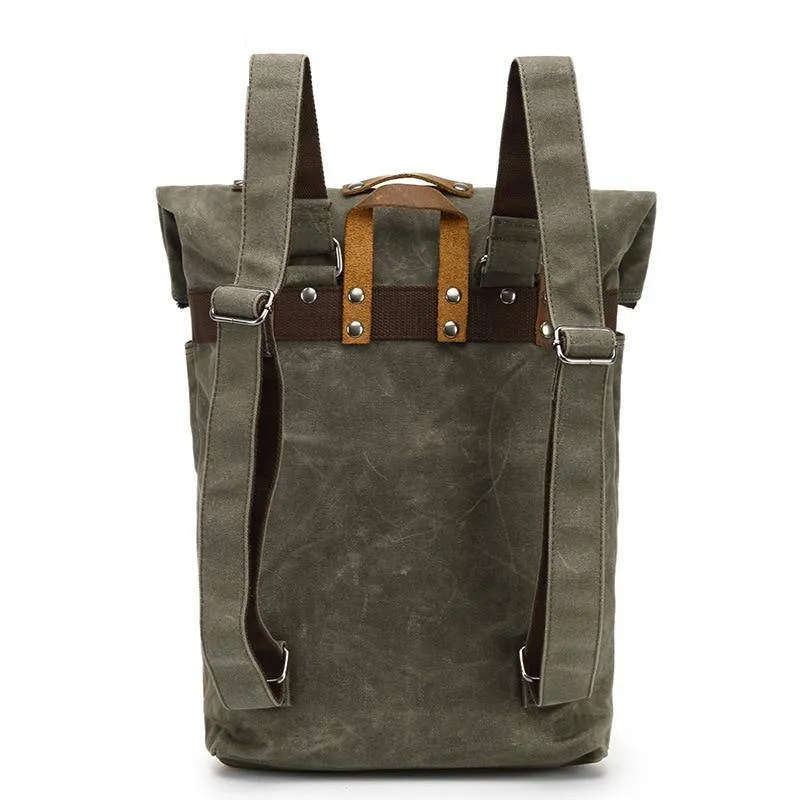 Waxed Canvas Leather Waterproof Tavel 20 to 35 Litre Backpack