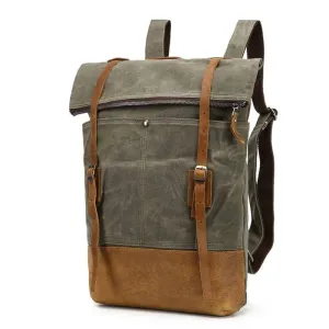 Waxed Canvas Leather Waterproof Tavel 20 to 35 Litre Backpack