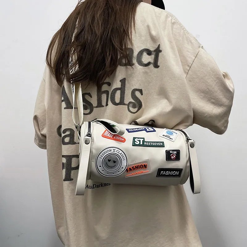 Women's & Men's & Fashion Letter Badge Round Crossbody Bags
