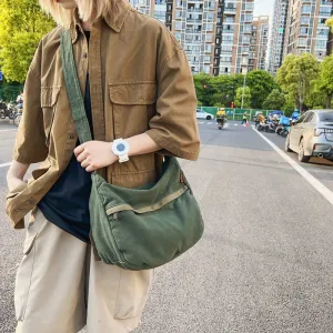 Women's & Men's Washed Canvas Fashion Trendy Large Capacity Literary Crossbody Bags