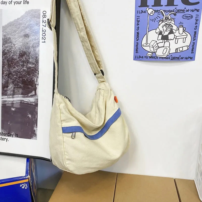 Women's & Men's Washed Canvas Fashion Trendy Large Capacity Literary Crossbody Bags