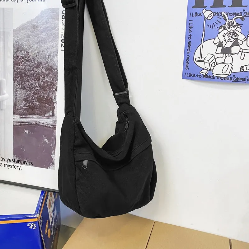 Women's & Men's Washed Canvas Fashion Trendy Large Capacity Literary Crossbody Bags